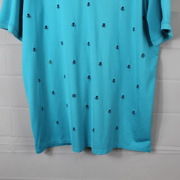 Gfore Shirt Men XXL Embroidered Tech Jersey Polo Performance Golf Blue UPF Skull - Picture 3 of 9